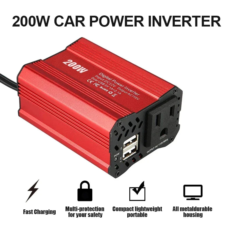 200W Car Power Inverter 12V 150V and AC 110v Converter Auto Charger Converter Adapter Modified Sine Wave EU US JP Socket Tool Leedoar