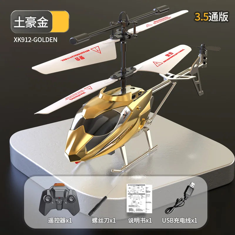 3.5-inch Remote-controlled Alloy Plane Toy Helicopter Gyro 3.5 Channel USB Charging Drop Resistant Mini RC Helicopter for Kids Leedoar