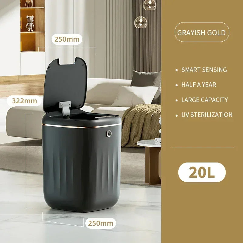 20-24L Bathroom Sensor Electric Wastebasket Bedroom Smart Trash Can Automatic Waterproof Recycle Bin for Living Room Kitchen New Leedoar