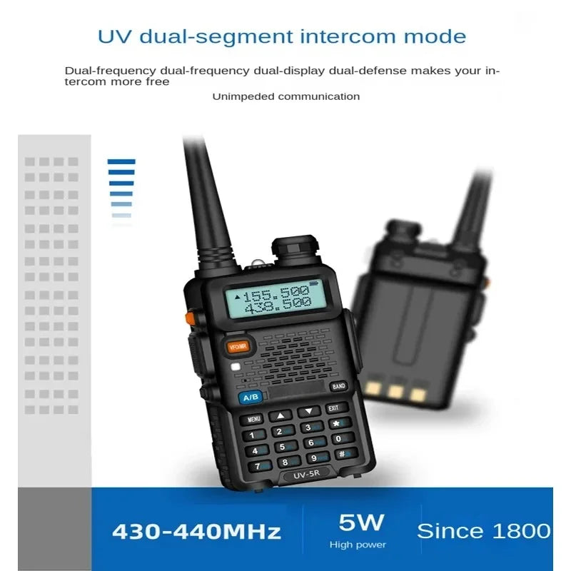 UV5R 5W Walkie Talkie Handheld Radio Telefono High Power Amateur Ham CB Radio Station UV5R Dual Band Transceiver 10KM Intercom Leedoar