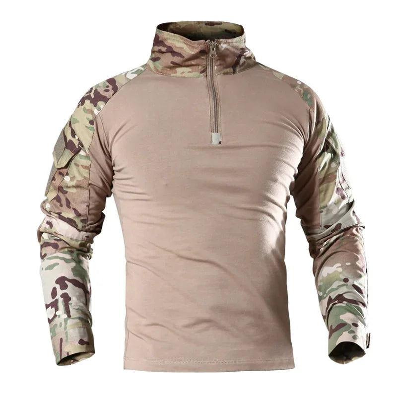 Combat Military Army CP Camouflage Long Sleeve Hunting Mountaineering Shirt Cotton Tracksuit Outdoor Tactical Hiking T-shirt Man Leedoar