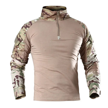 Combat Military Army CP Camouflage Long Sleeve Hunting Mountaineering Shirt Cotton Tracksuit Outdoor Tactical Hiking T-shirt Man Leedoar