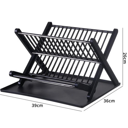 Rejilla para secar platos, bandeja plegable de doble capa, organizador de cocina, soporte para tapa de olla, escurridor de platos, soporte de almacenamiento para fregadero 