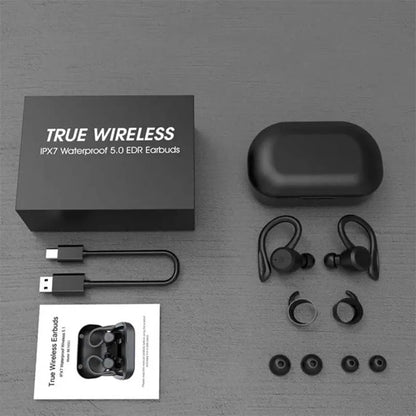 IPX7 Waterproof Wireless Headset Bluetooth Earphone Dual Wear Style Sport Running Stereo Headphone Long Play Time Mic Earbuds Leedoar