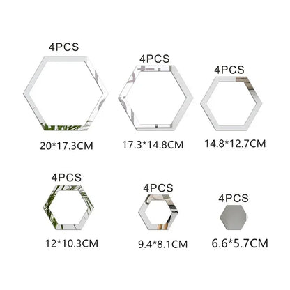 24 peças adesivo de parede de espelho hexagonal 3D vazado faça você mesmo decoração de favo de mel papel autoadesivo à prova d'água sala de estar quarto