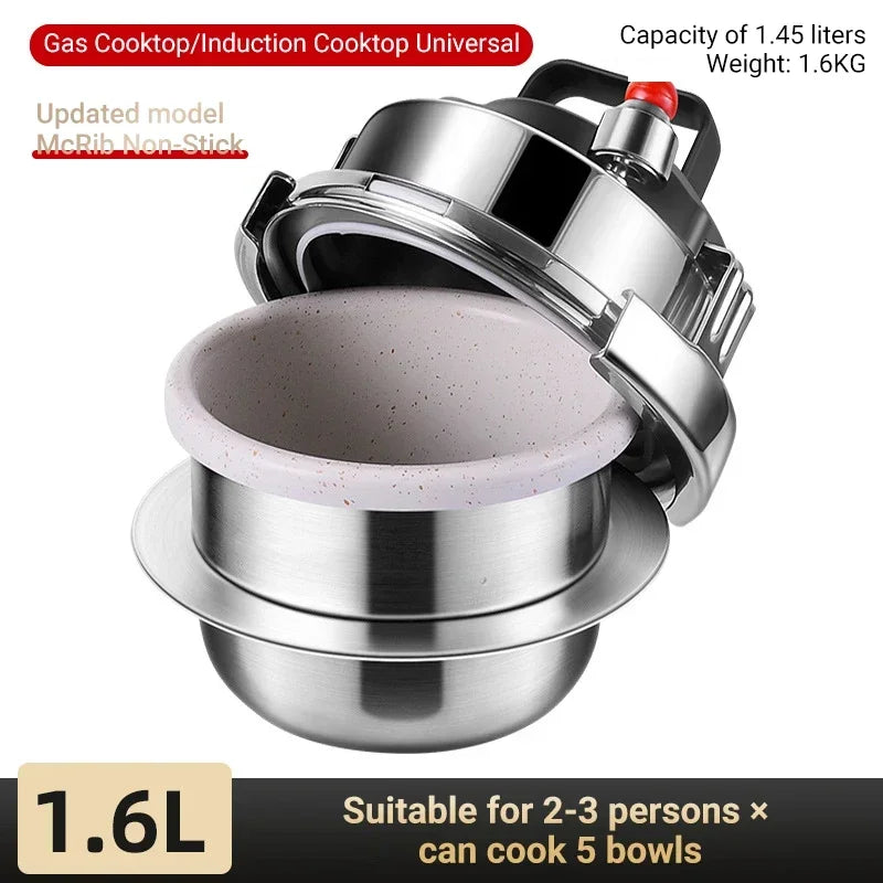 Olla arrocera portátil de acero inoxidable 304 para exteriores, pequeña olla a presión de 1,6 l y 2 l, herramienta de cocina para cocinar rápidamente