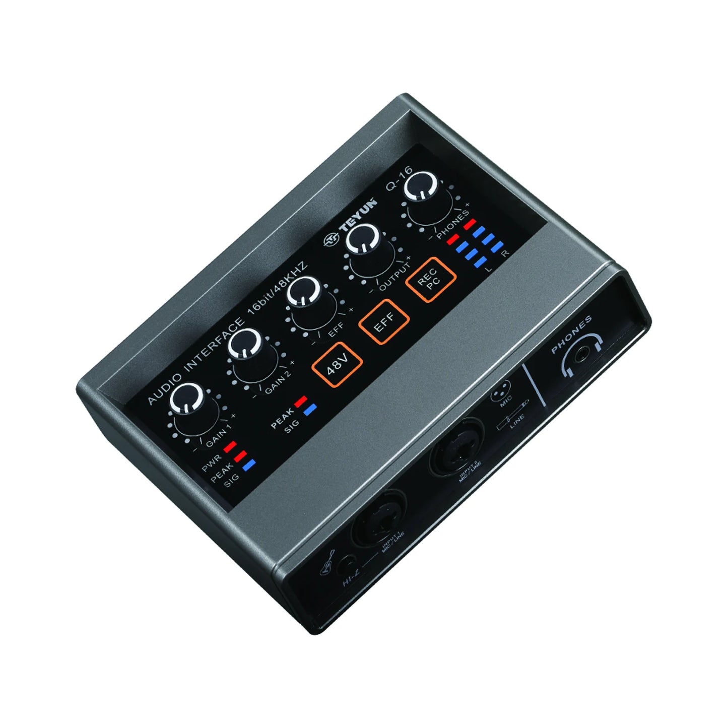 TEYUN Q-16 Professional Audio Sound Card with Electric Guitar Monitor Recording Live Broadcast for Singing Computer PC Studio Leedoar