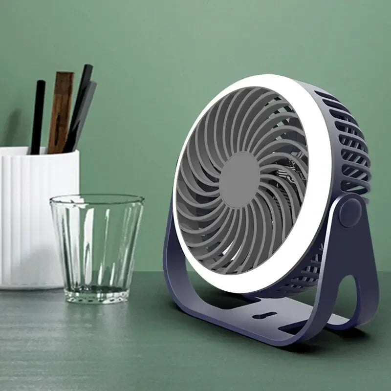 Mini ventilador de escritorio Muziso con lámpara, batería incorporada, recargable por USB, ventilador portátil, equipo de camping genial, ventiladores eléctricos pequeños montados en la pared 