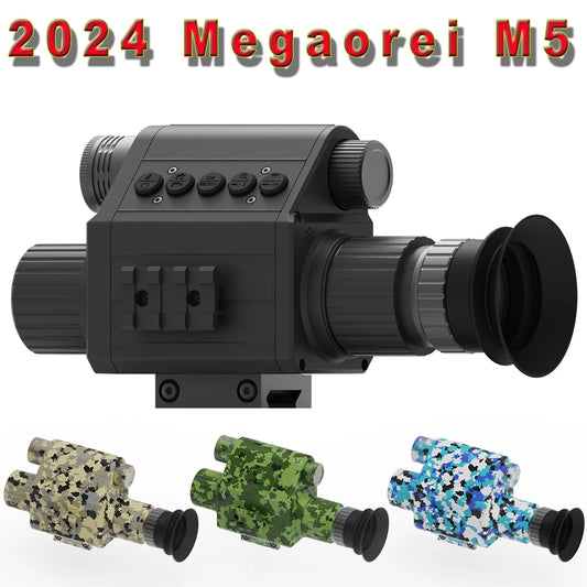 2024 Megaorei M5 Night Vision Scope Caça Câmera Vida Selvagem Telescópio Tático Monocular com Laser Infravermelho Integrado