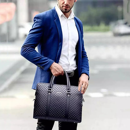 Nuevo maletín de negocios de cuero de doble capa para hombre, bolso de hombro informal, bolso de mano para computadora portátil, bolsos de viaje 