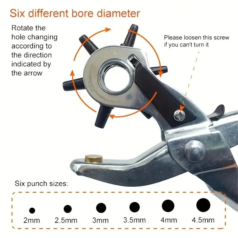 Alicate perfurador de cinto de couro multifuncional, máquina de perfuração de furos redondos útil, pulseira de relógio, couro, ferramenta manual doméstica