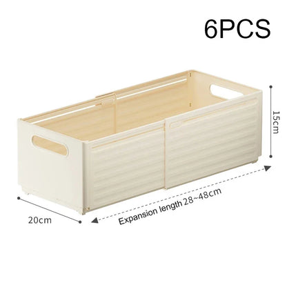 3/6PCS Flexible Kitchen Storage Drawer Organizers Office Desk Medicine Organizer Bins Kitchen Gadget Clothes Storage Boxes Leedoar