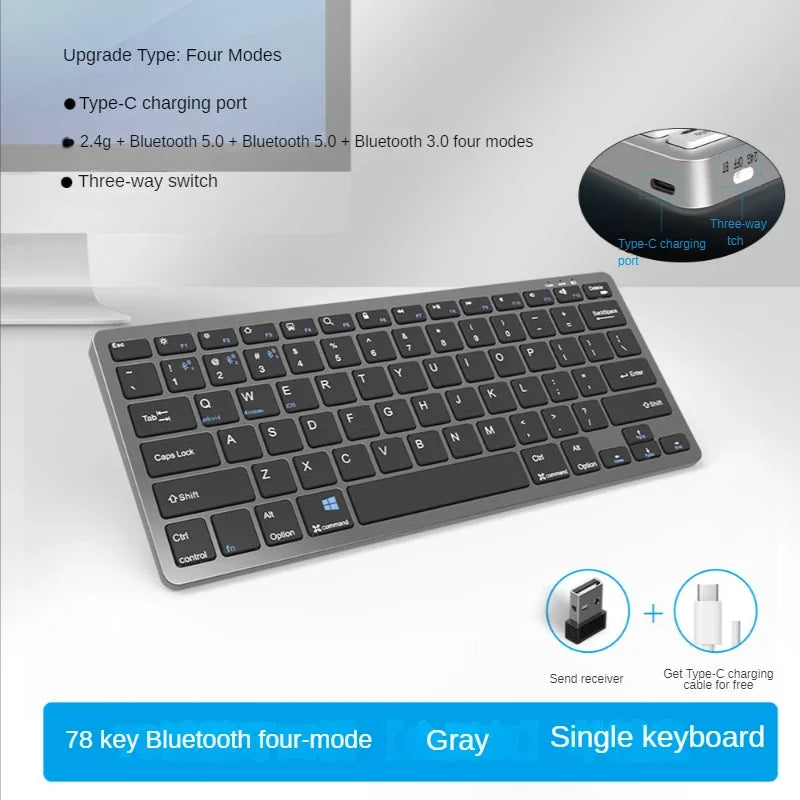 WLK-616 Office - Teclado y ratón inalámbricos delgados con Bluetooth, combinación mecánica de tacto metálico para escritura oficial, teclado empresarial 