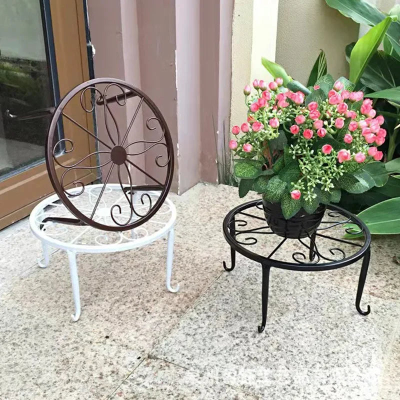 Metal Potted Plant Stands Duty Rustproof Iron Round Flower Pot Stands Indoor Outdoor Plant Holder Support Rack Plant Stand Rack Leedoar