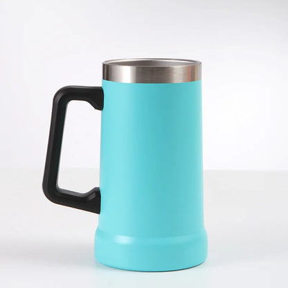 304 Stainless Steel Handle Cup 24oz Portable Large Capacity Beer Cup with High Aesthetic Value Sealed and Leak Proof Vacuum Cup Leedoar