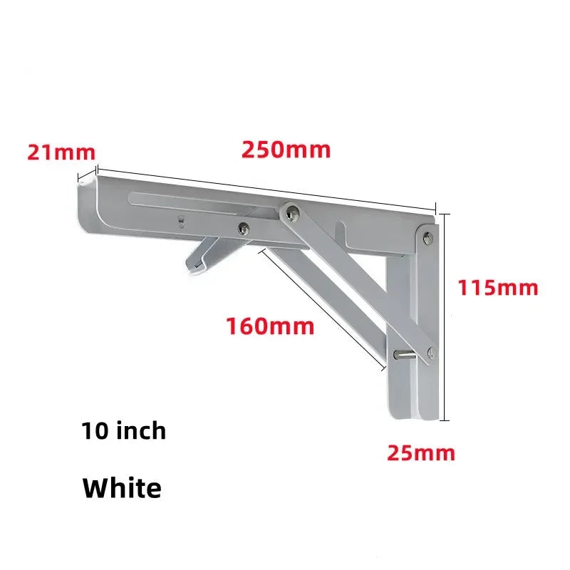 2pcs Heavy Duty Stainless Steel Folding Shelf Brackets Collapsible Wall Mounted L-Table Hinges for Bench & Table with Screws Leedoar