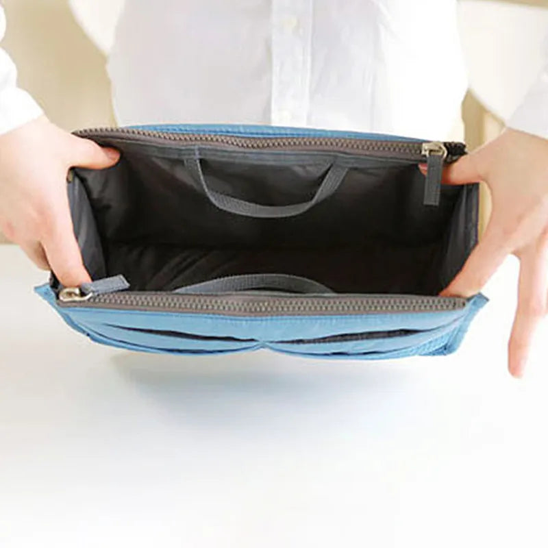 Bolsa de armazenamento de cosméticos de grande capacidade Nylon Inserir organizador de viagem Bolsa de mão Bolsa de cosméticos Bolsa de maquiagem feminina Bolsa de beleza