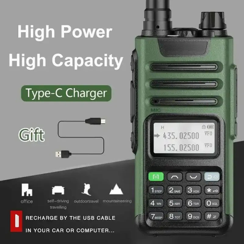 Novo UV-13 PRO Dual Band Walkie Talkie Tipo-C Carregador 10W Alta Potência Longo Alcance UV13 Pro Transceptor Ham Portátil Duas Vias Rad 