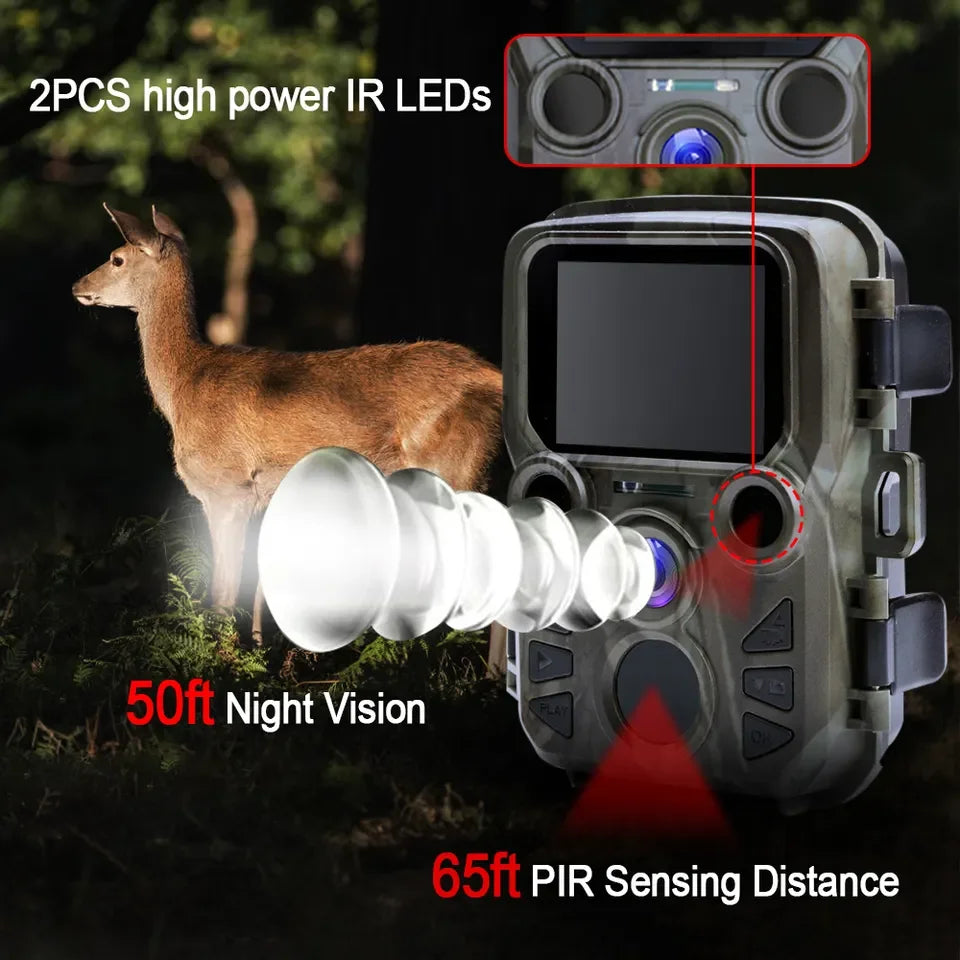 Cámara de rastreo Mini301 con visión nocturna, para caza, movimiento, 1080P, 20 MP, IP65, impermeable, para exteriores, con LED IR, alcance de hasta 65 pies 