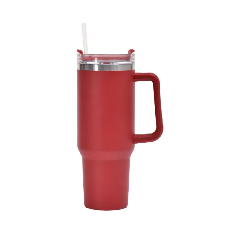 Caneca Térmica de 40oz com Alça Térmica Térmica com Tampas Canudo Aço Inoxidável Café Copo de Água para Viagem Doméstica Caneca Térmica 