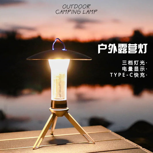 LED Portable Camping Light With Magnetic Silicone USB Charging Camping Light Outdoor Flashlight Tent Camping Supplies Lamp Leedoar