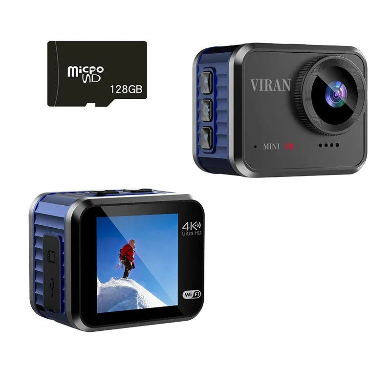 4K 60FPS Wifi HD Portable Mini Action Camera Remote View 1.54 Inch Screen 160° Wide Angle Sports Video Recorder lP68 Waterproof Leedoar