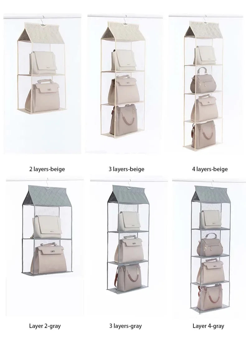 4Layers Home Wardrobe Three-dimensional Hanging Bag Collection Hanging Bag Finishing Cloth Dust-proof Storage Rack Dormitory Art Leedoar