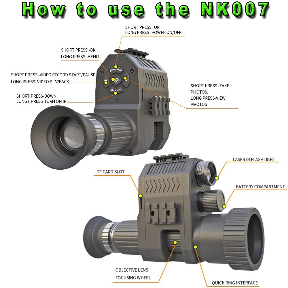 Digital Night Vision Scope Monocular 1080P 200-400M Infrared Camcorder Support Photo Video Recording with Rechargeable Battery Leedoar