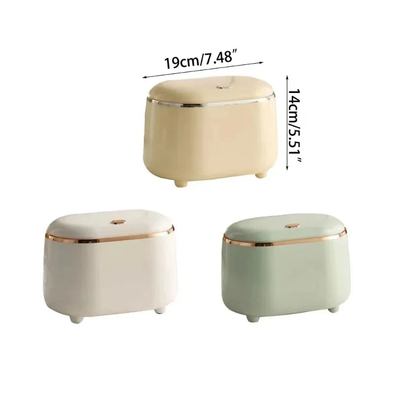 Mini Trash Can with Lid Small Trash Can Desk Trash Can Countertop Tiny Desktop Waste Garbage Bin Commercial Office Wastebasket Leedoar