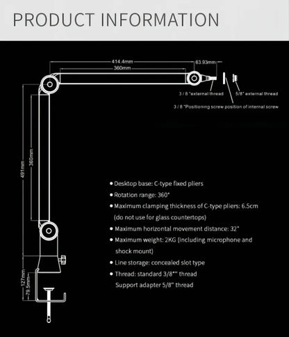 TEYUN Microphone Suspension Boom Scissor Arm Stand for K669 K670 BM800 BM900 Micro Phone Compact Mic Stand for Live Broadcasting Leedoar