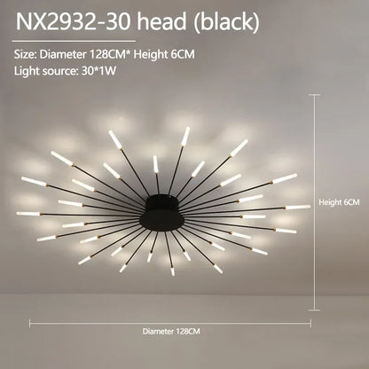 Lustre de teto moderno com design de fogos de artifício, luminária pendente para decoração de sala de estar, quarto e casa 