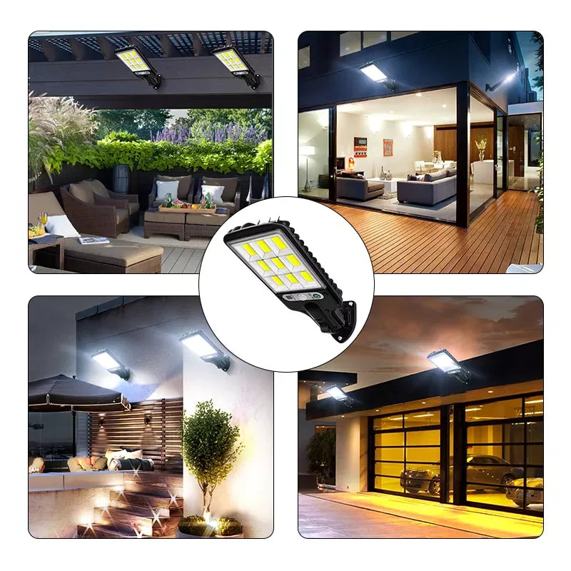 Outdoor Solar Lamp Security Lighting Wall Lamp Street Light Cob Led Motion Sensor Smart Remote Control IP 65 Waterproof Song Man Leedoar