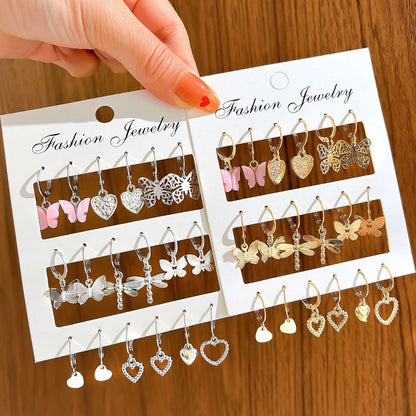 36 Piece Set of Fashionable And Caring Butterfly Hollow Pendant Earrings Set For Women's Daily Parties Giving Girlfriends Gifts Leedoar