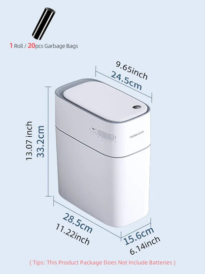 9L Smart Trash Can White Automatic Bagging Electronic Trash Can Bathroom Contactless Narrow Intelligent Sensor Trash Smart Home Leedoar