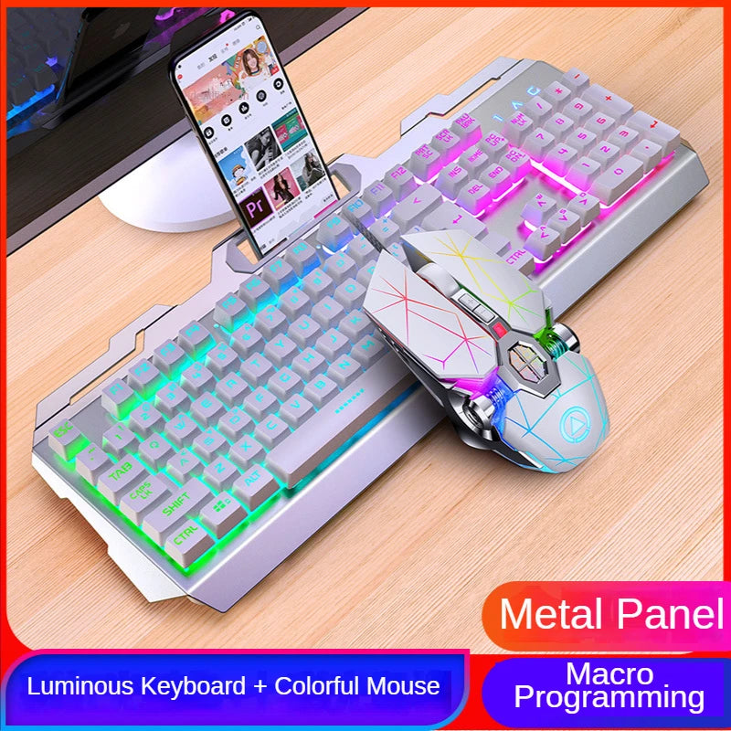 GX2 Wired Combo 104 teclas LED Light Keyboard e Mouse mutáveis ​​à prova d'água RGB Backlit Keyboard Mouse Set para desktop laptop 