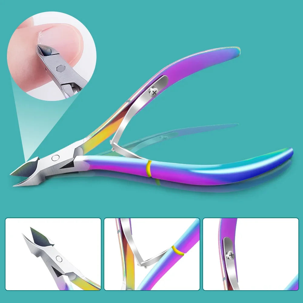 Nail Cuticle Scissors Stainless Steel Manicure Pedicure Tools Golden/Silver/Rainbow Dead Skin Scissor Nipper Clipper Tool Leedoar