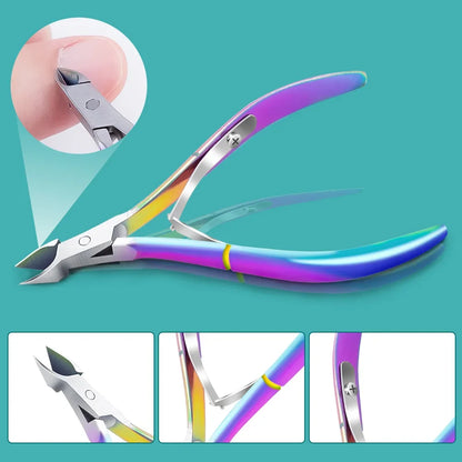 Nail Cuticle Scissors Stainless Steel Manicure Pedicure Tools Golden/Silver/Rainbow Dead Skin Scissor Nipper Clipper Tool Leedoar