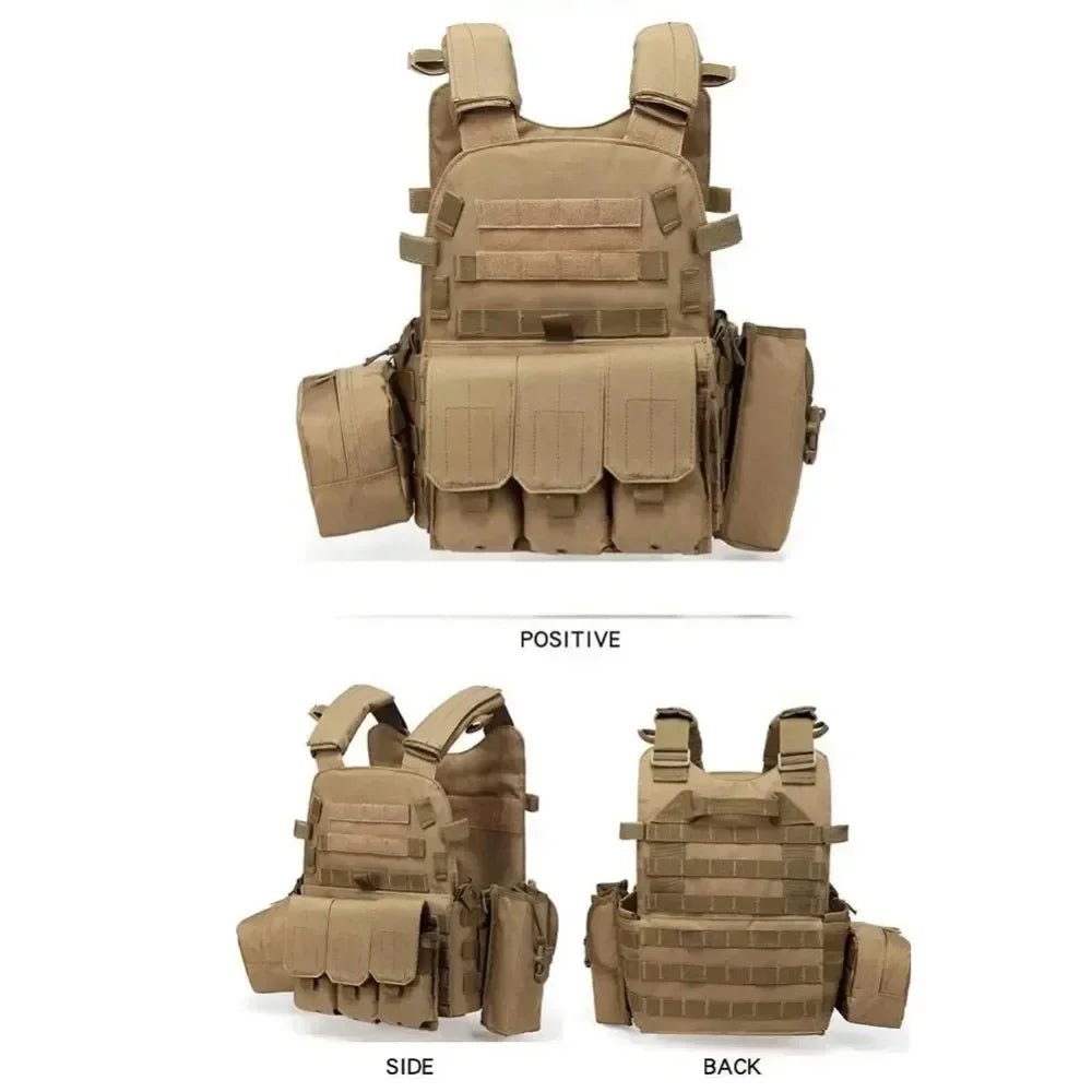 Tactical Hunting Vest Camouflage Plate Multifunctional Paintball Airsoft Vest Adjustable Men's Outdoor Riding Combat Gear Leedoar