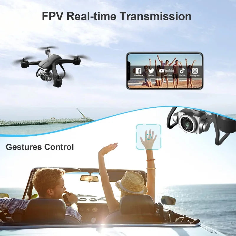 V14 Professional Drone 6K HD Dual Camera Wide Angle WIFI Realtime Transmission FPV Drone Optical Flow Location RC Quadcopter Toy Leedoar