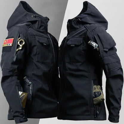 Shark Skin Tactical Jackets Men Military Soft Shell Waterproof Windproof Hooded Jacket Outdoor Functional Uniforms Multi-pockets Leedoar