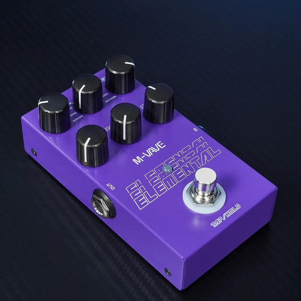 Pedal de retardo digital Elemental M-vave 2024 nuevo, 9 efectos de retardo de guitarra diferentes, pedal de retardo de guitarra compatible con modo TAP y HOLD 