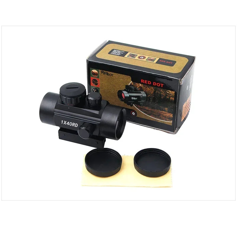 1x40 Tactical riflescope Hunting Holographic Red Green Dot Sight Airsoft Dot Sight Scope 11mm 20mm Rail Mount Collimator Sight Leedoar