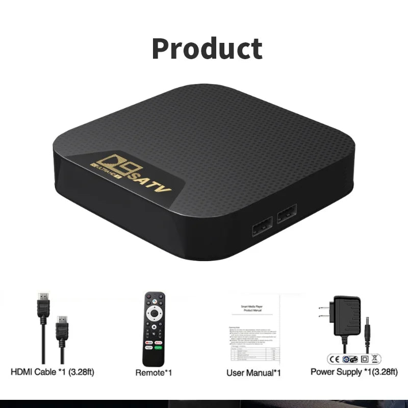 2024 Novo D9S ATV Box Set Top Box 4K ARM A53 2.4G 5G Dual WIFI Android 11 TV Box S905 8gb 16gb com controle remoto de voz 