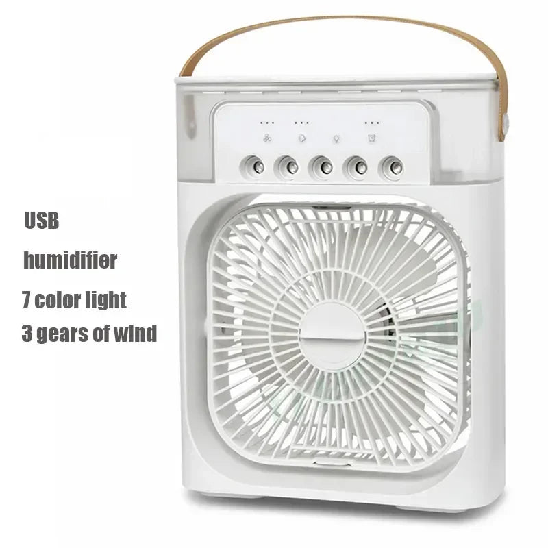 Ventilador humidificador portátil, aire acondicionado, refrigerador de aire pequeño para el hogar, hidroenfriamiento, ajuste de aire portátil para oficina, ventilador de 3 velocidades 