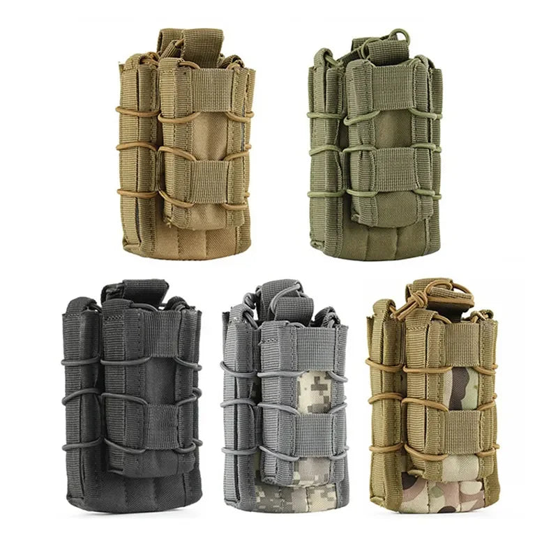 Military Molle System Magazine Bag M4 AR15 AK Universal Fast Double Deck Magazine Holster Nylon Tactical Airsoft Accessories Leedoar