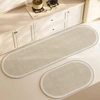 Water Absorbing Diatomaceous Mud Mat Kitchen Bathroom Anti Slip Mat Simple Elliptical Long Strip Carpet Home Decoration Products Leedoar