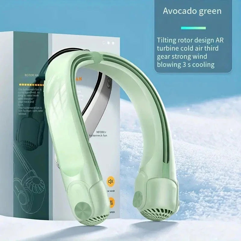 2024 New Wearable Neck Fan Portable Air Conditioner Rechargeable Bladeless Fan with 45° Adjustable Wind Directions for Outdoor Leedoar
