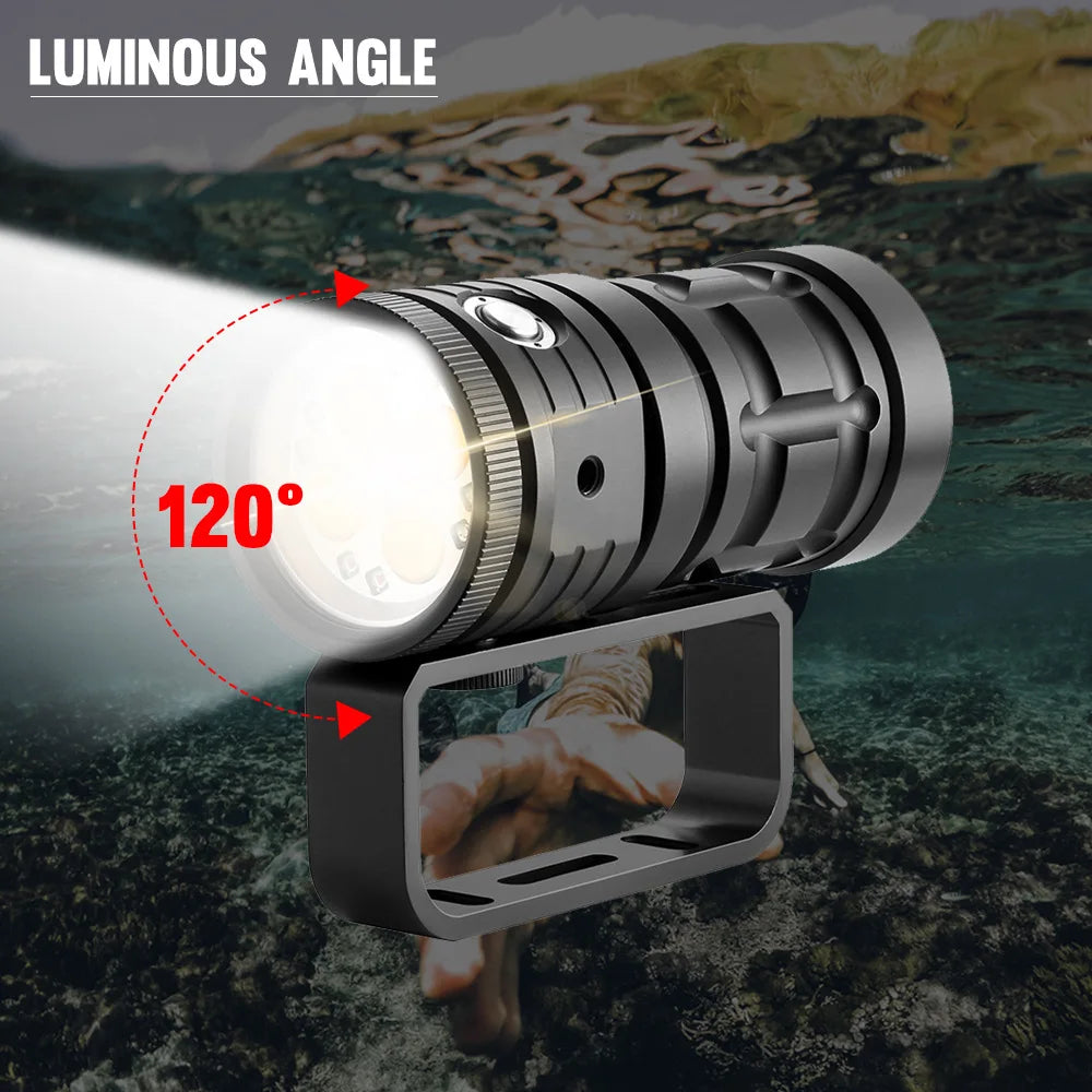 Linterna de fotografía de buceo de nuevo diseño 2023, recargable bajo el agua, para fotografía y vídeo de buceo, luz de relleno de 18 000 lm 