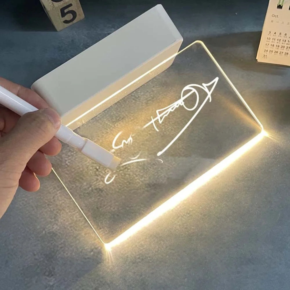 Acrylic DIY LED Night Light Message Board Reminds Creativity With Pen Note Board Lights Holiday Lights Home Decoration Lights Leedoar