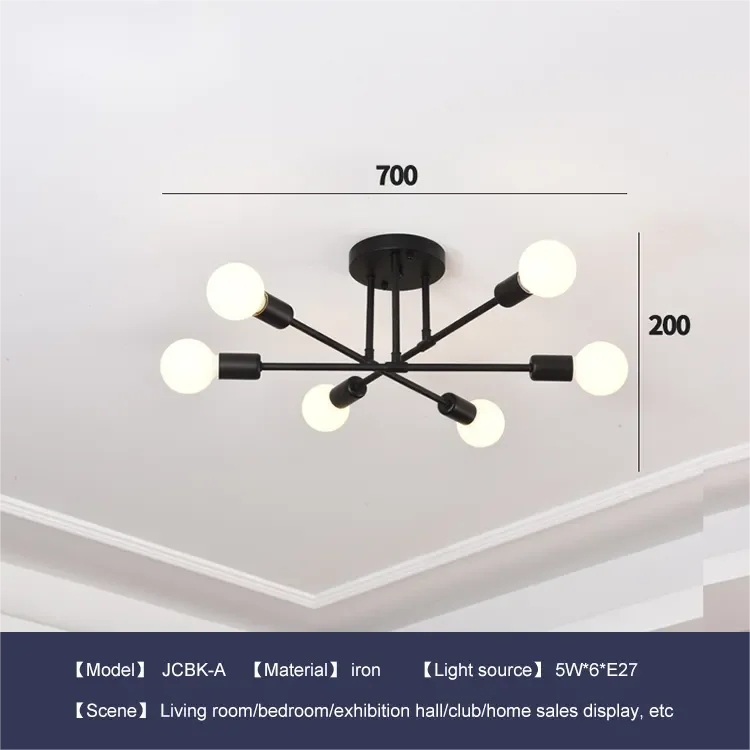 Decor Pendant Lighting Modern Round Multiple Rod Iron Led American Design Living Room Lamp Chandeliers Ceiling Pendant Lights Leedoar